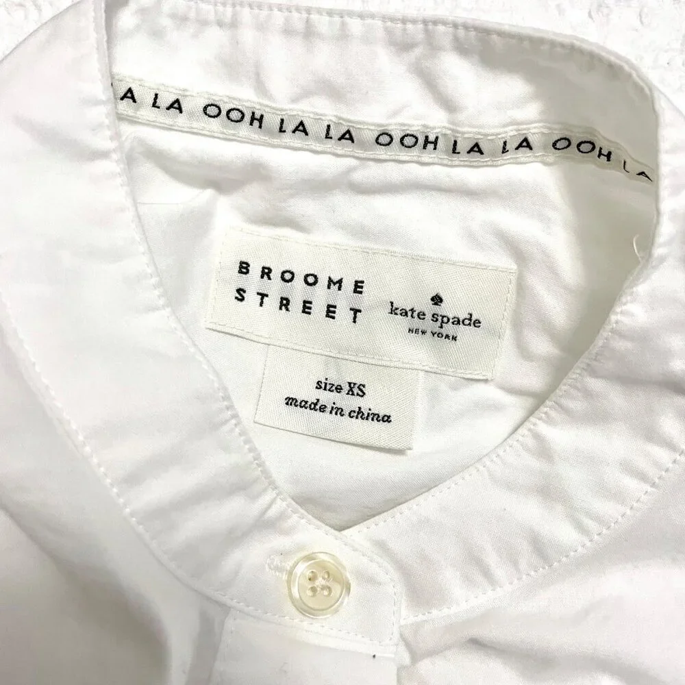 Kate Spade Broome Street White Poplin Flutter Sleeve Top Size XS